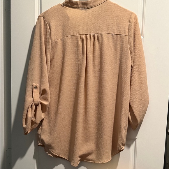 Papermoon Tan Split V-Neck Blouse - Picture 4 of 4